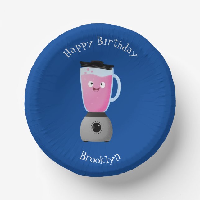 Cute happy food blender kitchen appliance cartoon paper plate (Front)