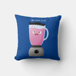Cute happy food blender kitchen appliance cartoon throw pillow