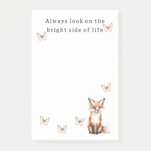 Cute Happy Fox Bright Side Butterflies Post-it Notes