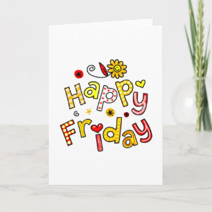 Cute Happy Friday Week Greeting Text Expression Card