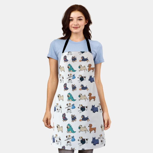 Cute happy funny dogs All over print Apron (Worn)
