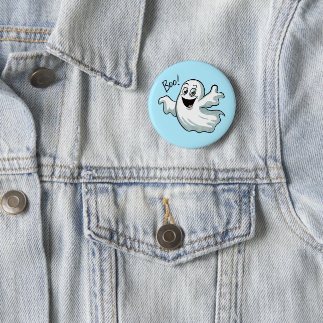 Cute Happy Ghost 2 Inch Round Button (In Situ)