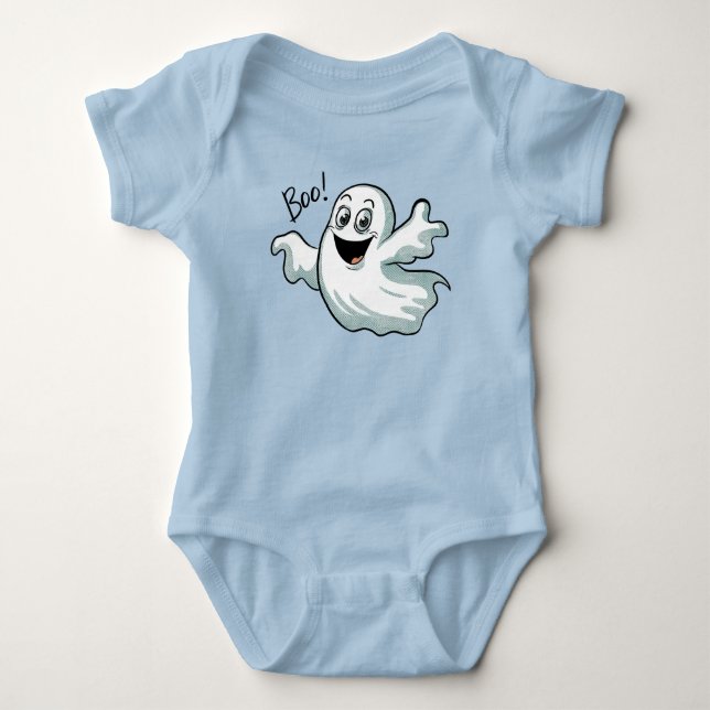 Cute Happy Ghost Baby Bodysuit (Front)
