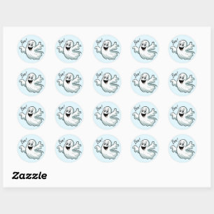 Cute Happy Ghost Round Sticker Set