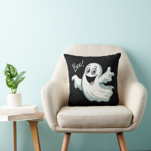 Cute Happy Ghost Throw Pillow
