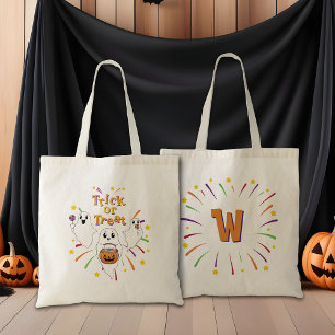 Cute Happy Ghosts Halloween Cartoon Trick or Treat Tote Bag