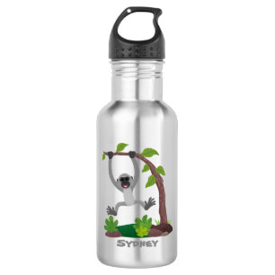 Cute happy gibbon ape cartoon illustration 532 ml water bottle