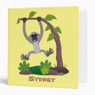 Cute happy gibbon ape cartoon illustration binder