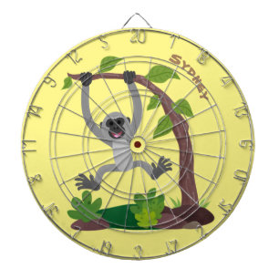 Cute happy gibbon ape cartoon illustration dartboard