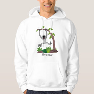 Cute happy gibbon ape cartoon illustration hoodie