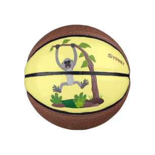 Cute happy gibbon ape cartoon illustration mini basketball