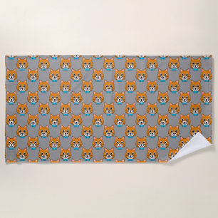 Cute Happy Ginger Cat with Papillon Beach Towel