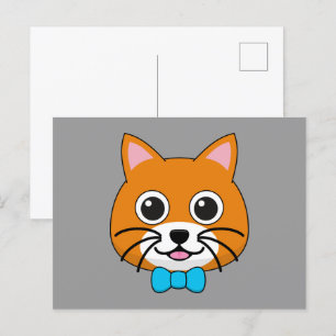 Cute Happy Ginger Cat with Papillon Holiday Postcard