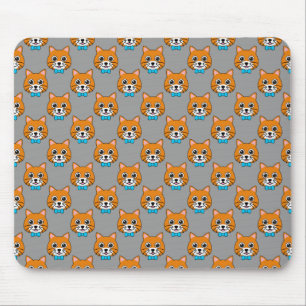 Cute Happy Ginger Cat with Papillon Mouse Pad