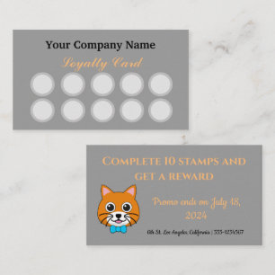 Cute Happy Ginger Cat with Papillon Personalize Loyalty Card