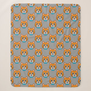Cute Happy Ginger Cat with Papillon Sherpa Blanket