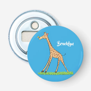 Cute happy giraffe with butterfly cartoon bottle opener
