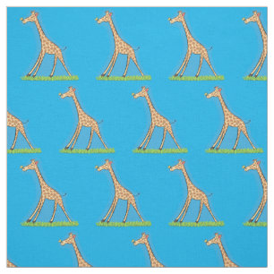 Cute happy giraffe with butterfly cartoon fabric