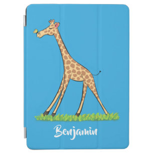 Cute happy giraffe with butterfly cartoon iPad air cover