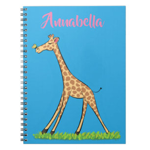 Cute happy giraffe with butterfly cartoon notebook