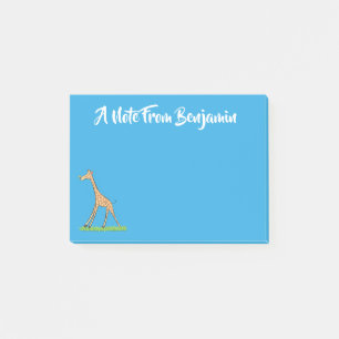 Cute happy giraffe with butterfly cartoon post-it notes