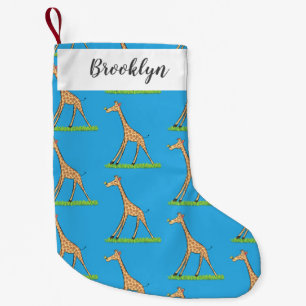 Cute happy giraffe with butterfly cartoon small christmas stocking