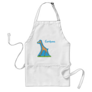 Cute happy giraffe with butterfly cartoon standard apron