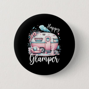 Cute Happy Glamper Caravan Camping Glamping  2 Inch Round Button