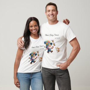 Cute Happy Gnome with Butterfly Baby Shower Family T-Shirt