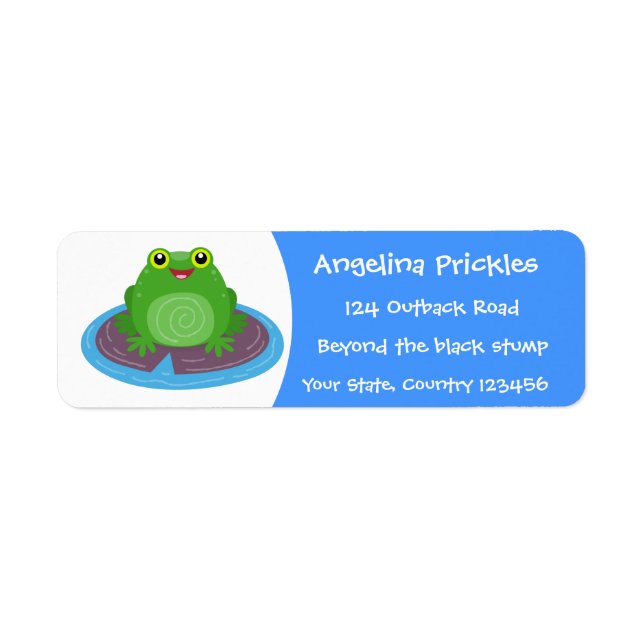 Cute happy green frog cartoon illustration (Front)