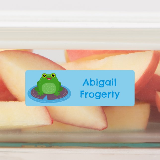 Cute happy green frog cartoon personalized  (Affixed)