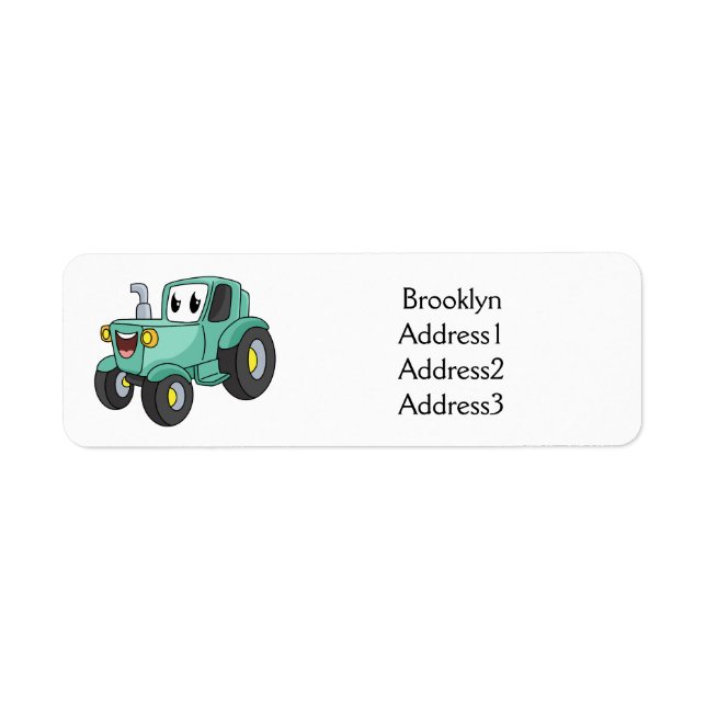Cute happy green tractor cartoon  (Front)