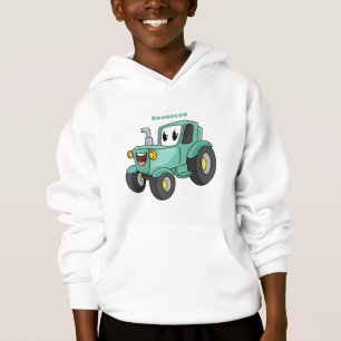 Cute happy green tractor cartoon