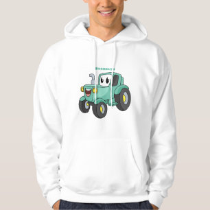 Cute happy green tractor cartoon hoodie