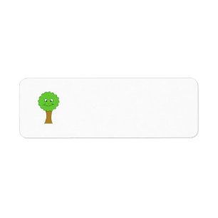 Cute Happy Green Tree. On white.