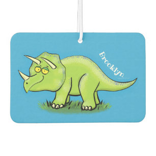 Cute happy green triceratops dinosaur cartoon  air freshener