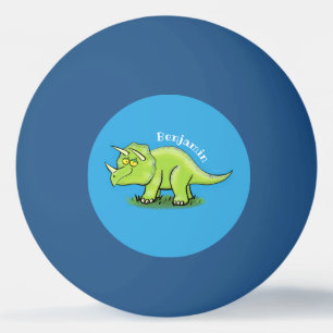 Cute happy green triceratops dinosaur cartoon ping pong ball