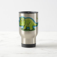 Cute happy green triceratops dinosaur cartoon