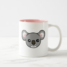 Cute Happy Grey Koala Drawing Face Pink Mug