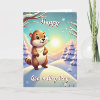 Cute Happy Groundhog Day & History Card Stand