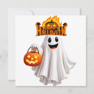 Cute Happy Halloween Ghost Invitation - Kids Hallo