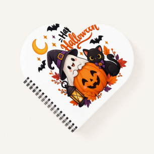 Cute Happy Halloween Ghost Pumpkin Black Cat Notebook