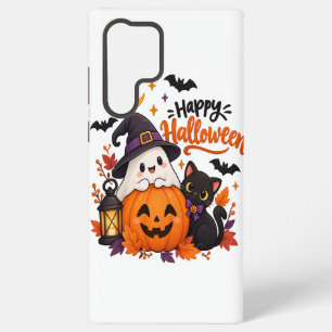Cute Happy Halloween Ghost Pumpkin Black Cat Samsung Galaxy Case
