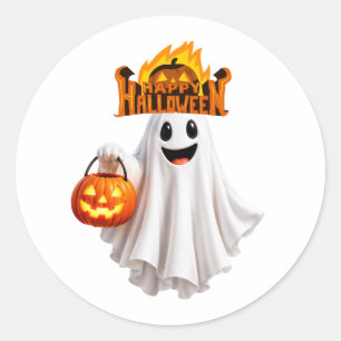 Cute Happy Halloween Ghost Stickers - Spooky Trick