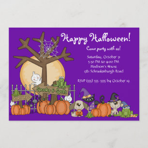 Cute Happy Halloween Party Invitation for Kids