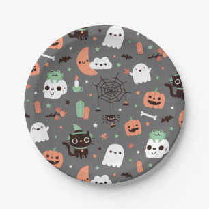 Cute Happy Halloween Pattern Party Supplies Paper Plate