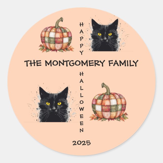 Cute Happy Halloween Personalized Classic Round Sticker (Front)
