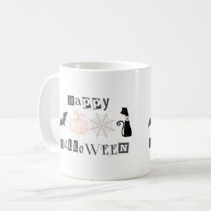 Cute Happy Halloween Pumpkin & Cat Autumn Coffee Mug