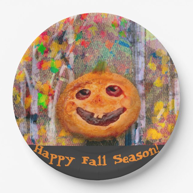 Cute Happy Halloween Pumpkin Face  Paper Plate (Front)