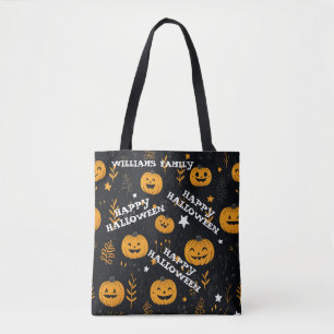Cute Happy Halloween Pumpkin Modern Tote Bag